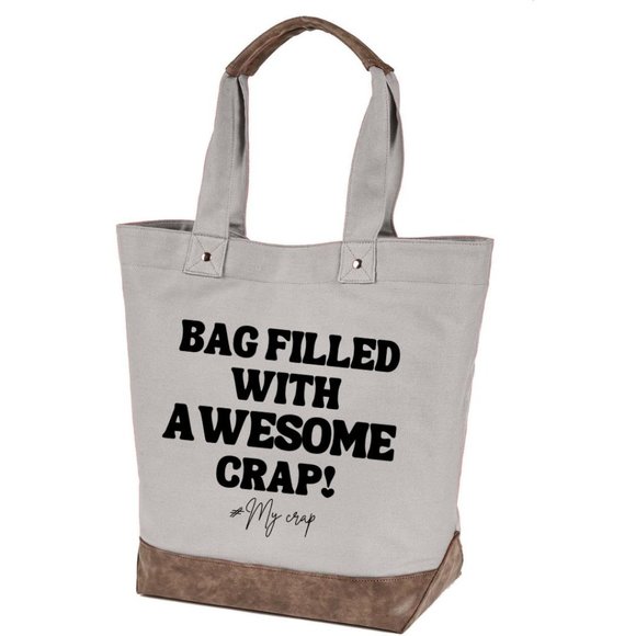 Bag filled with awesome crap quality canvas tote bag by Authentic pigment - Picture 1 of 5